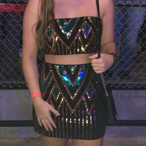 Fashion Nova two piece Black sequin Dress